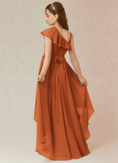 Azazie Mango Junior Robe Trapèze en Mousseline de soie Rayé Cannelle image1