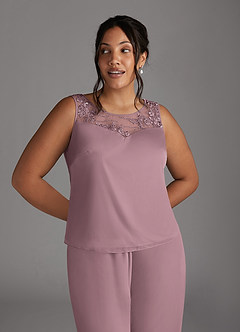 Azazie Frances Mother of the Bride Dresses Dusty Rose Jumpsuit/Pantsuit Scoop Mesh Dress image10