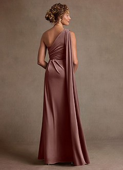 Azazie Aphra Mother of the Bride Dresses Espresso Sheath One Shoulder Velvet Dress image2