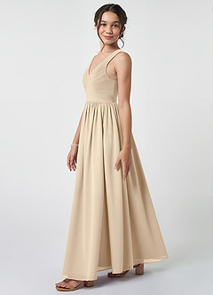 Azazie Keyla Junior Champagne A-Line Pleated Chiffon Dress image3