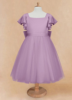Azazie Kaeya Flower Girl Dresses Wisteria A-Line Bow Tulle Dress image5