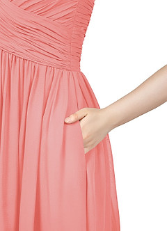 Azazie Angie Brautjungfernkleider A-Linie Korsett Chiffon Kleid Koralle image10