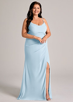 Azazie Deandra Bridesmaid Dresses Sky Blue Mermaid Pleated Chiffon Dress image10