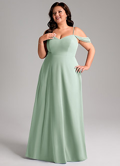 Azazie Marley Bridesmaid Dresses Agave A-Line Off the Shoulder Chiffon Convertible Dress image14