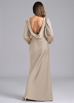 Azazie Rylina Bridesmaid Dresses Frost Mermaid Long Sleeve Stretch Satin Dress image2