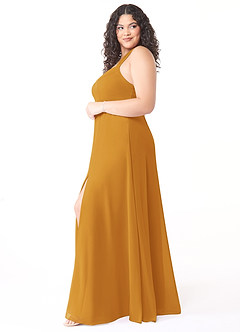 Azazie Jane Bridesmaid Dresses Butterscotch A-Line V-Neck Pleated Chiffon Dress image8