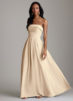 Azazie Lucienne Bridesmaid Dresses Champagne A-Line Strapless Chiffon Convertible Dress image5
