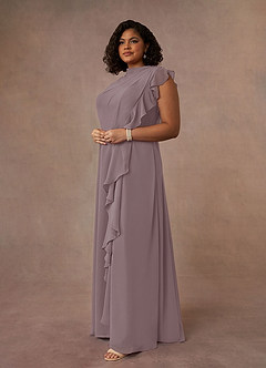 Azazie Narine Mother of the Bride Dresses Dusk A-Line High Neckline Pleated Chiffon Dress image14