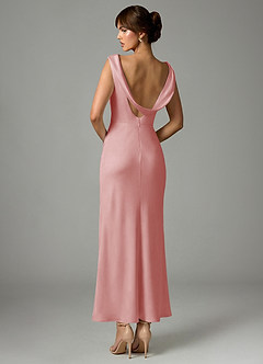 Azazie Kieryn Bridesmaid Dresses Powder Pink Mermaid Pleated Stretch Satin Dress image5