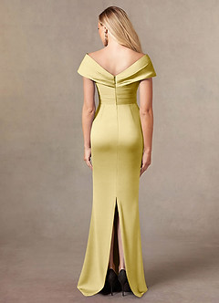 Azazie Ludlow Mother of the Bride Dresses Lemon Sorbet Mermaid Pleated Stretch Satin Dress image4