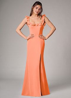 Azazie Callie Vestidos de damas de honor Vestido de Atardecer de Gasa de Corte Sirena Convertible con Corte Lateral image1
