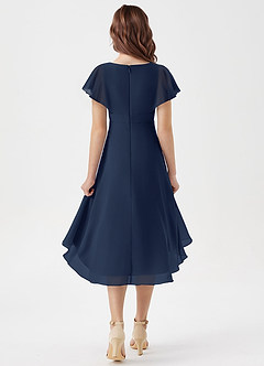 Azazie Graciela Junior Dark Navy A-Line Pleated Chiffon Dress image2
