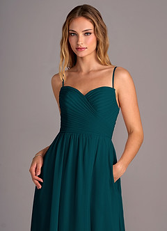 Azazie Joni Bridesmaid Dresses Pine A-Line Strapless Chiffon Convertible Dress image2