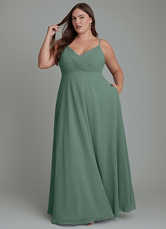 Azazie Amani Bridesmaid Dresses Sea Moss A-Line Pleated Chiffon Dress image9