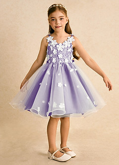 Azazie Junebug vestidos de niña de las flores Vestido de Marfil Tahití de Tul de Princesa con Encaje image6