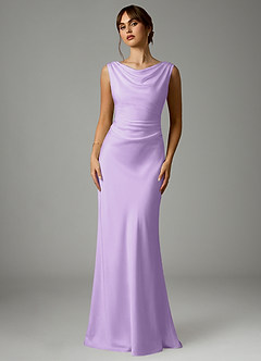 Azazie Kieryn Robes de demoiselle d'honneur Robe Sirène en Satin extensible Plissée Lilas image1