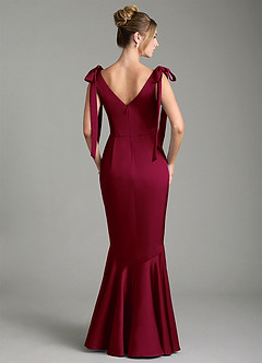 Azazie Alena Robes de demoiselle d'honneur Robe Sirène en Satin extensible Plissée Bourgogne image2