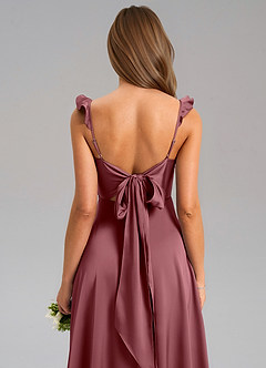 Azazie Everett Bridesmaid Dresses Desert Rose A-Line Stretch Satin Dress image7