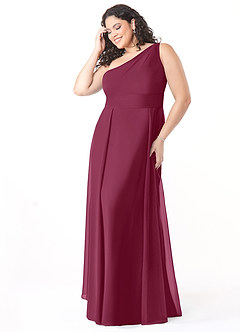 Azazie Dallas Bridesmaid Dresses Mulberry A-Line One Shoulder Chiffon Dress image8