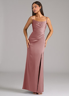 Azazie Marla Bridesmaid Dresses Dusty Rose Sheath Strapless Stretch Satin Convertible Dress image7