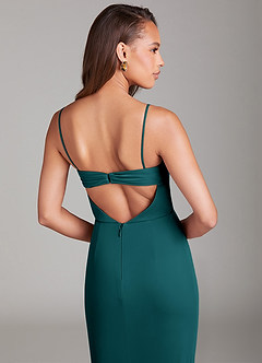 Azazie Leonis Bridesmaid Dresses Peacock Sheath Strapless Mesh Convertible Dress image3