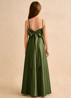 Azazie Joella Girls Formal Flower Girl Klänningar Klä A-Line i Stretch Satin Plisserad image1