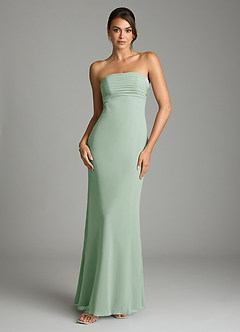 Azazie Saylor Vestidos de damas de honor Vestido de Agave de Gasa de Corte Sirena con Sin tirantes image3