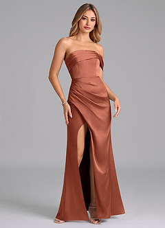 Azazie Lisbeth Bridesmaid Dresses Clay Mermaid Off the Shoulder Stretch Satin Convertible Dress image4