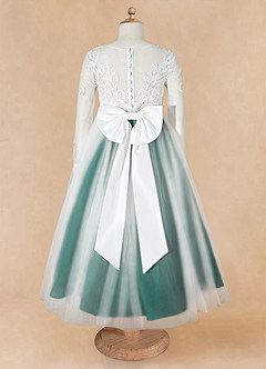 Azazie Elodie Robe Demoiselle D'honneur Fillette Robe Princesse en Dentelle Ivoire Pin image11