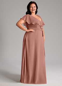 Azazie Lainey Bridesmaid Dresses Cedar Rose A-Line with Pockets Chiffon Dress image12