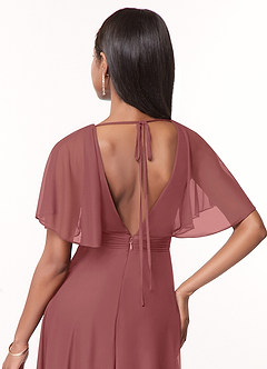 Azazie Tinsley Bridesmaid Dresses Amethyst A-Line Pleated Mesh Dress image4
