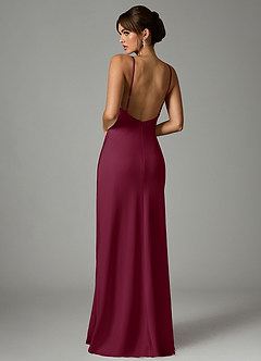 Azazie Stefania Robes de demoiselle d'honneur Robe Trapèze en Satin extensible Mûre image2