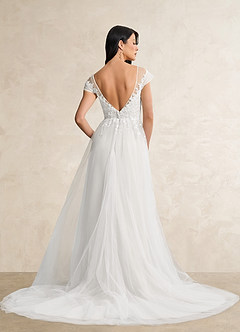 Azazie Bellisima Vestidos de novia Vestido de Diamante Blanco de Tul de Corte en A con Cuello en V image12