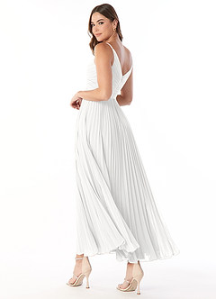 Azazie Raychelle Robes de demoiselle d'honneur Robe Trapèze en Mousseline de soie Col en V Blanc image5