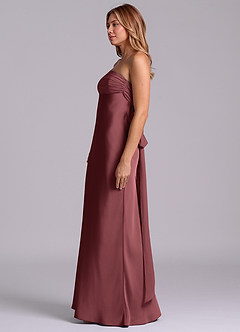 Azazie Ailanie Brudtärnklänningar Klä av Tubklänning i Stretch Satin Axelbandslös Merlot image6