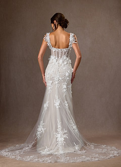 Azazie Alethea Wedding Dresses Diamond White Mermaid Strapless Lace Dress image10