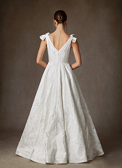 Azazie Korina Bröllopsklänningar Klä av A-Linje i Blommig Jacquard Diamantvit image2