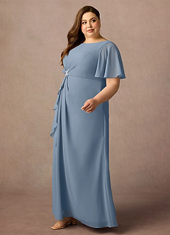 Azazie Rain Mother of the Bride Dresses Dusty Blue Sheath Beaded Chiffon Dress image11