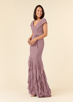 Azazie Bailora vestidos de madre de la novia Vestido de Rosa Polvorienta de Gasa de Sirena con Volante image2