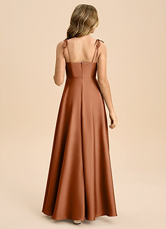 Azazie Popsy Junior A-Linie Schleifen Stretch-Satin Kleid Kupfer image2