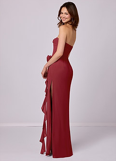 Barbie ♥ Azazie Bridesmaid Dresses Pomegranate Sheath Strapless Chiffon Convertible Dress image4