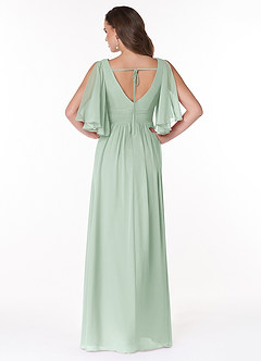 Azazie Temeka Abiti da Damigella Abito A-Line in Chiffon Increspato Agave image2