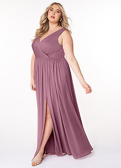 Azazie Tanicia Bridesmaid Dresses Vintage Mauve A-Line V-Neck Pleated Mesh Dress image7