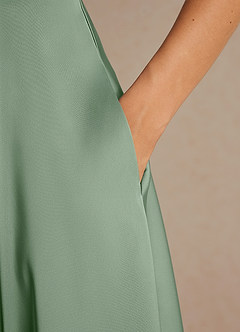 Azazie Niles Mother of the Bride Dresses Matcha A-Line Trains Stretch Satin Dress image9