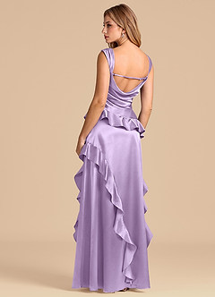 Azazie Sloane Brautjungfernkleider A-Linie Herzausschnitt Metallischer Satin Kleid Flieder image2