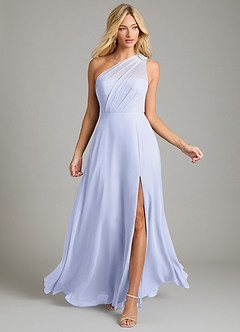 Azazie Phaedra Bridesmaid Dresses Lavender A-Line One Shoulder Chiffon Dress image4