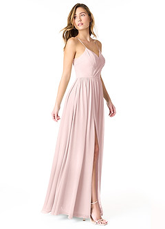 Azazie Cora Bridesmaid Dresses Blushing Pink A-Line Pleated Chiffon Dress image4