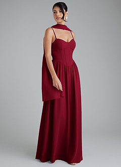 Azazie Alisha Bridesmaid Dresses Burgundy A-Line Corset Chiffon Dress image1