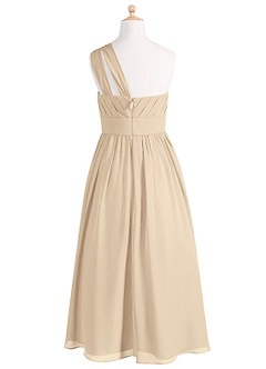 Azazie Molly Junior Champagne A-Line Pleated Chiffon Dress image8