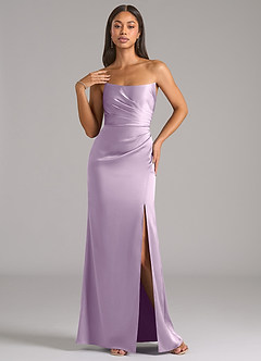 Azazie Marla Bridesmaid Dresses Frosted Lilac Sheath Strapless Stretch Satin Convertible Dress image3